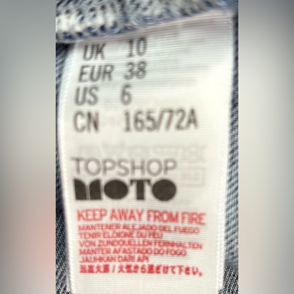 Topshop Moto 6 Distressed Blue Denim Studded Mini Skirt - Picture 4 of 6